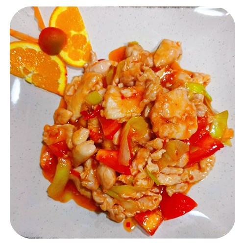 Pollo con salsa chilidulce malasia