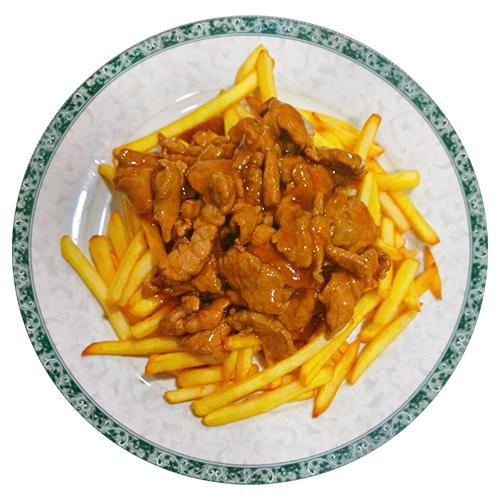 Ternera con patatas fritas